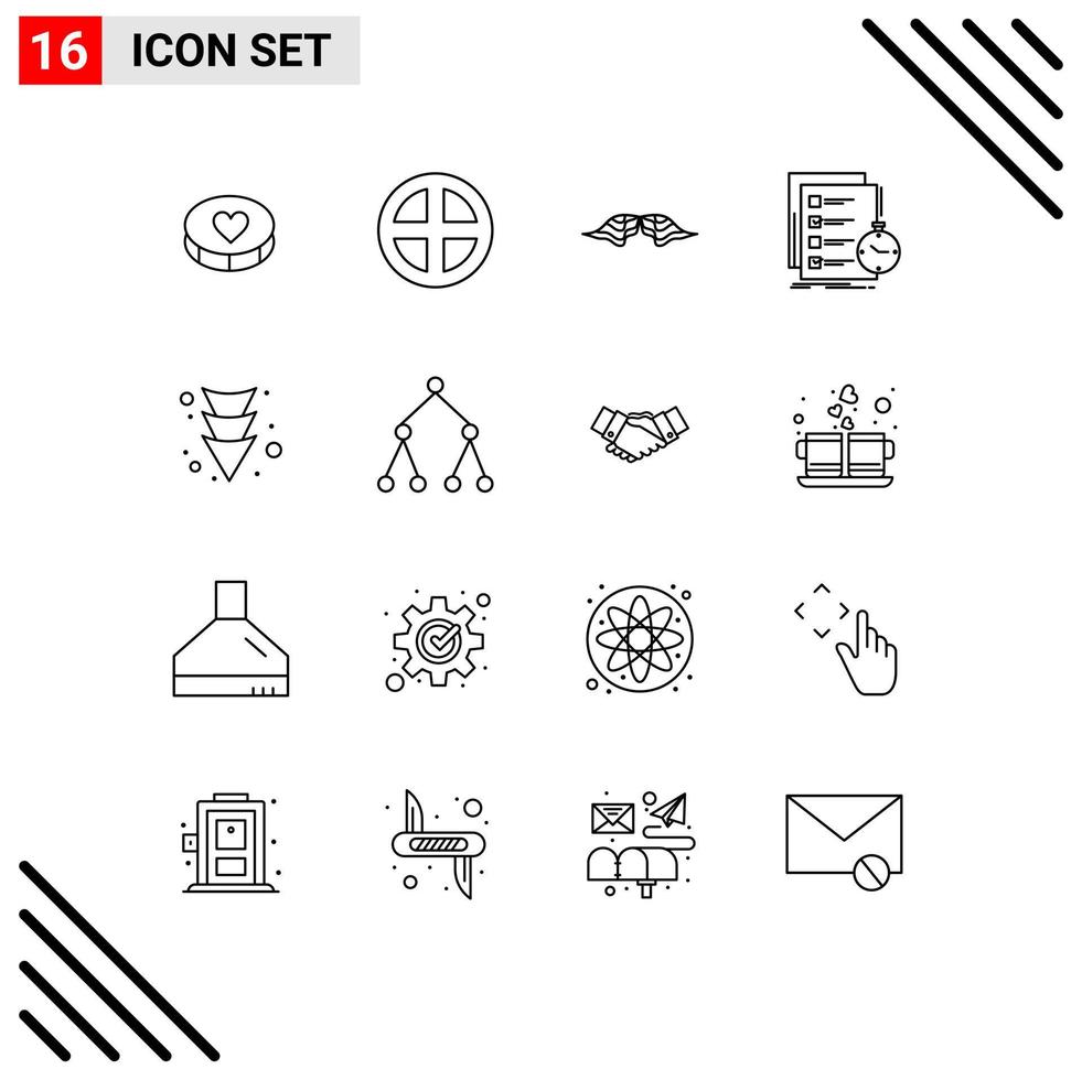 User Interface Pack of 16 Basic Outlines of check task window todo male Editable Vector Design Elements