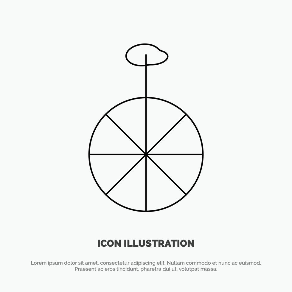 Wheel Cycle Circus Vector Line Icon