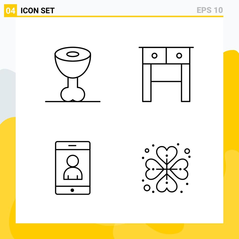 Collection of 4 Universal Line Icons Icon Set for Web and Mobile vector