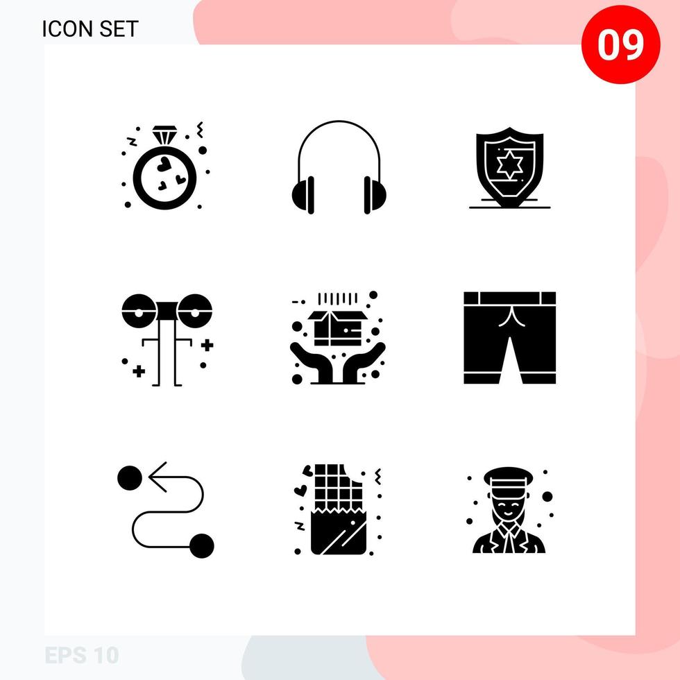 Mobile Interface Solid Glyph Set of 9 Pictograms of delivery monster sound halloween big Editable Vector Design Elements