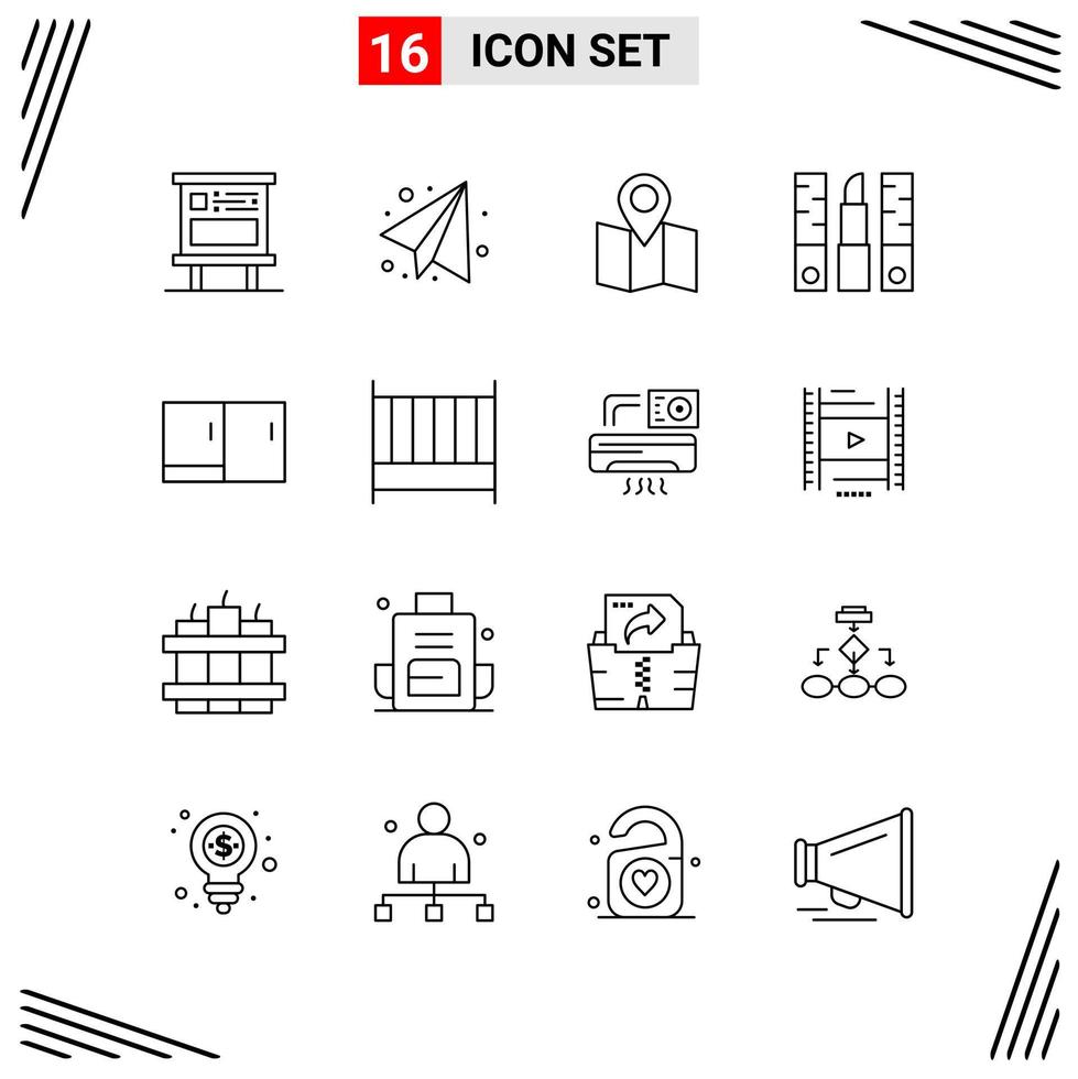 16 iconos estilo de línea basados en cuadrícula símbolos de esquema creativos para el diseño de sitios web signos de icono de línea simple aislados en fondo blanco 16 conjunto de iconos fondo de vector de icono negro creativo