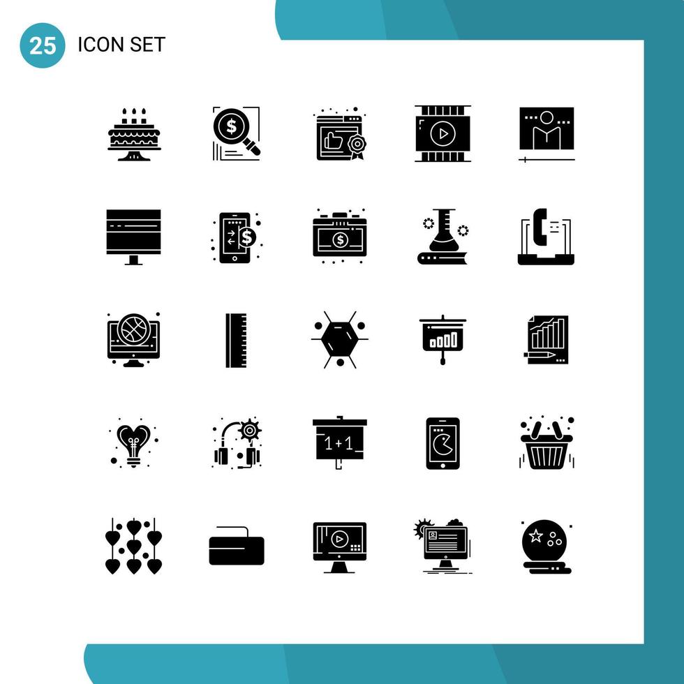 Stock Vector Icon Pack of 25 Line Signs and Symbols for media broadcast business video design journalist video Editable Vector Design Elements