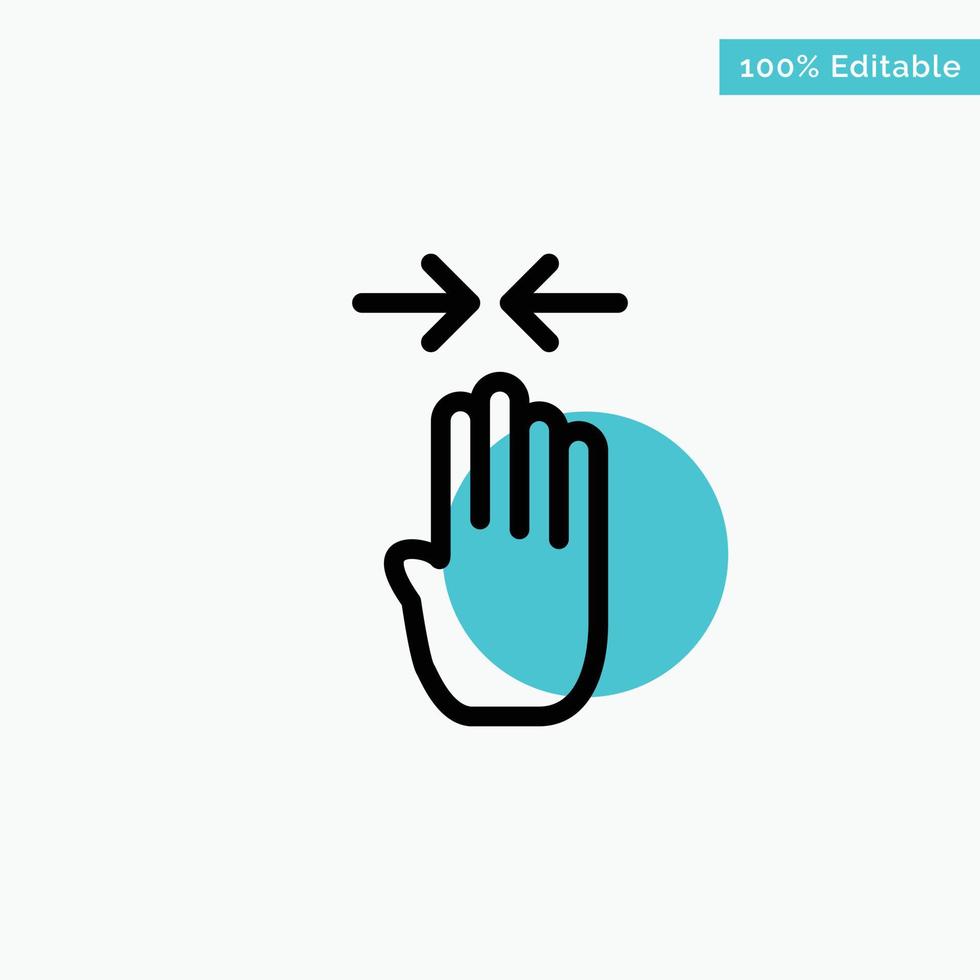 Arrow Four Finger Gesture Pinch turquoise highlight circle point Vector icon