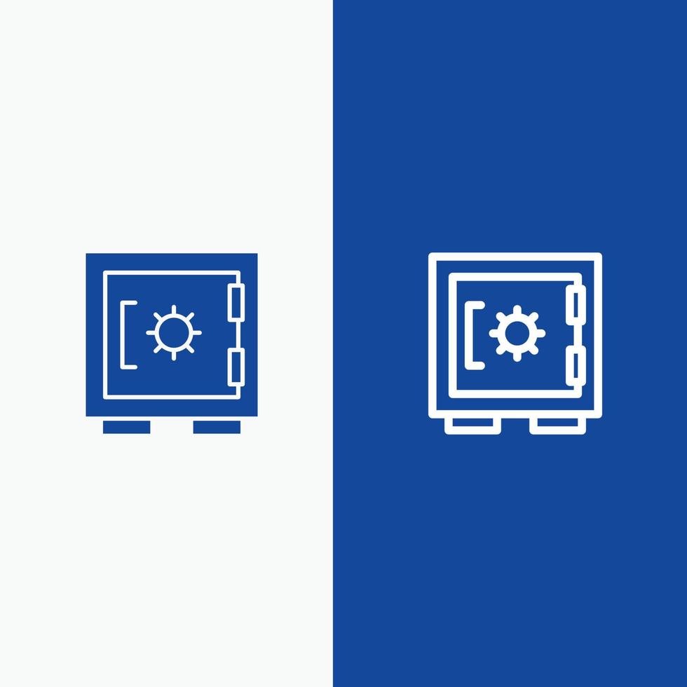 Lock Locker Security Secure Line and Glyph Solid icon Blue banner Line and Glyph Solid icon Blue banner vector