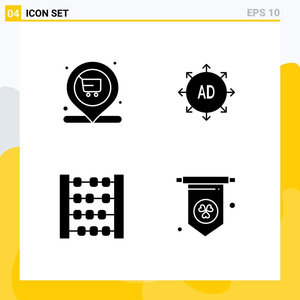 Set of 4 Modern UI Icons Symbols Signs for market counter cart advertising submission ireland Editable Vector Design Elements