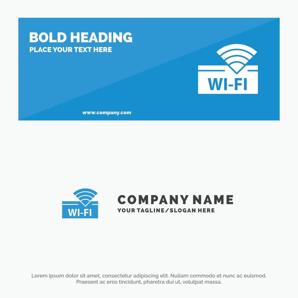 Hotel Wifi Service Device SOlid Icon Website Banner and Business Logo Template vector
