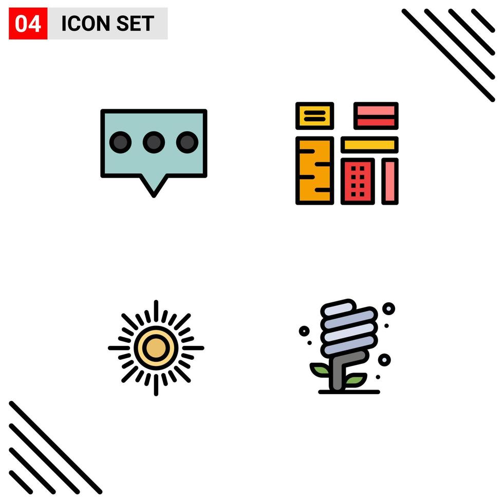 Set of 4 Modern UI Icons Symbols Signs for bubble sunny advertising native earth day Editable Vector Design Elements