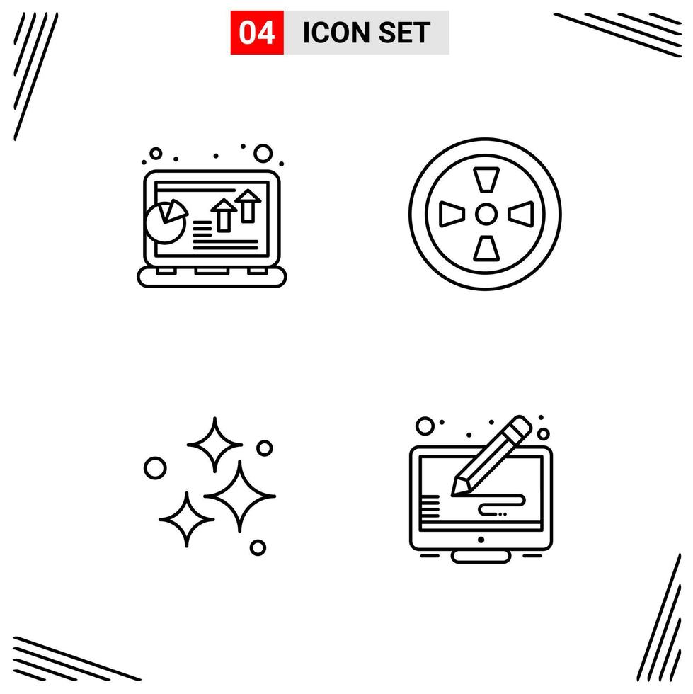 4 iconos estilo de línea cuadrícula basada en símbolos de contorno creativo para el diseño de sitios web signos de icono de línea simple aislados en fondo blanco 4 conjunto de iconos vector