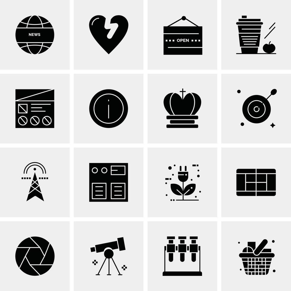 16 iconos universales de negocios vector ilustración de icono creativo para usar en proyectos relacionados con la web y dispositivos móviles