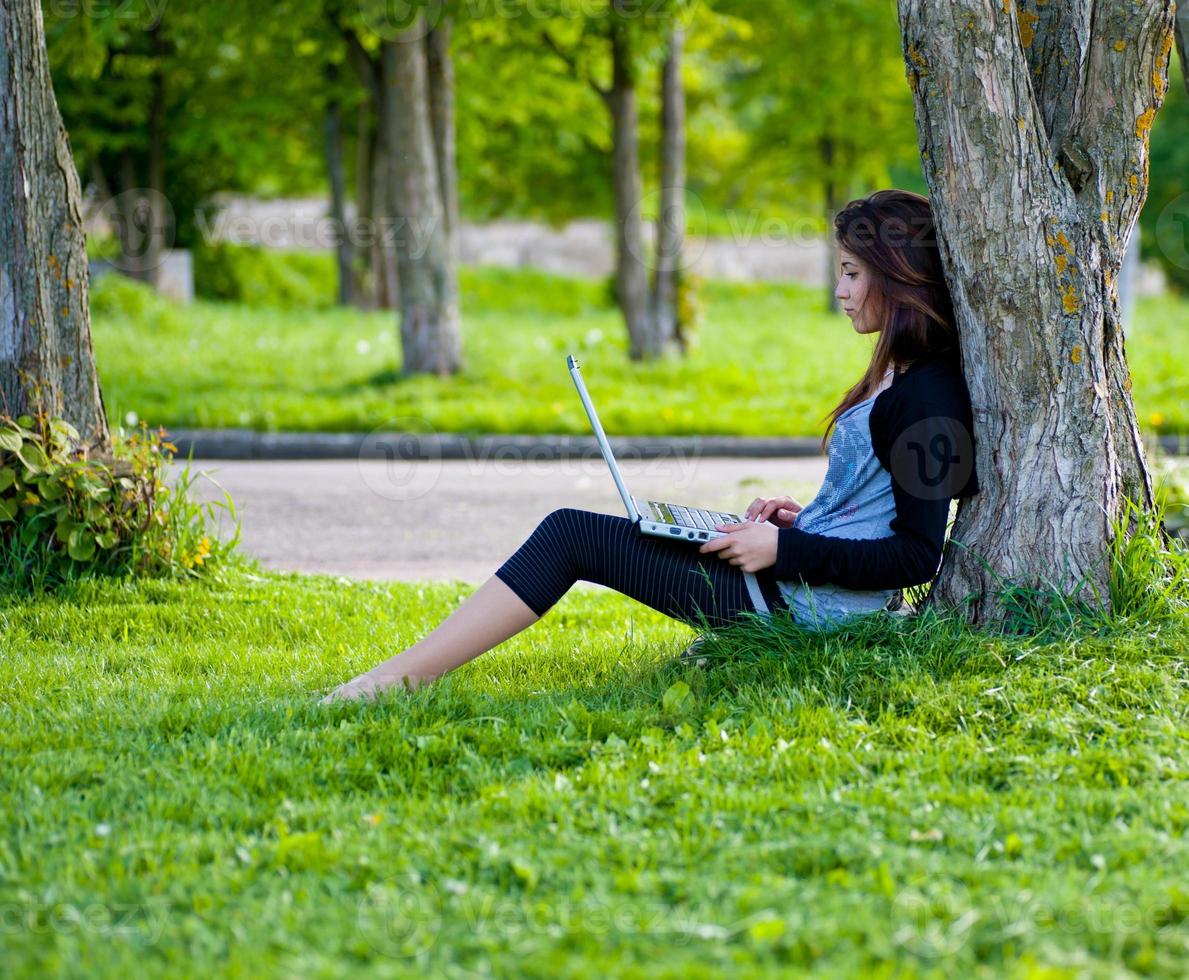woman in summer park photo