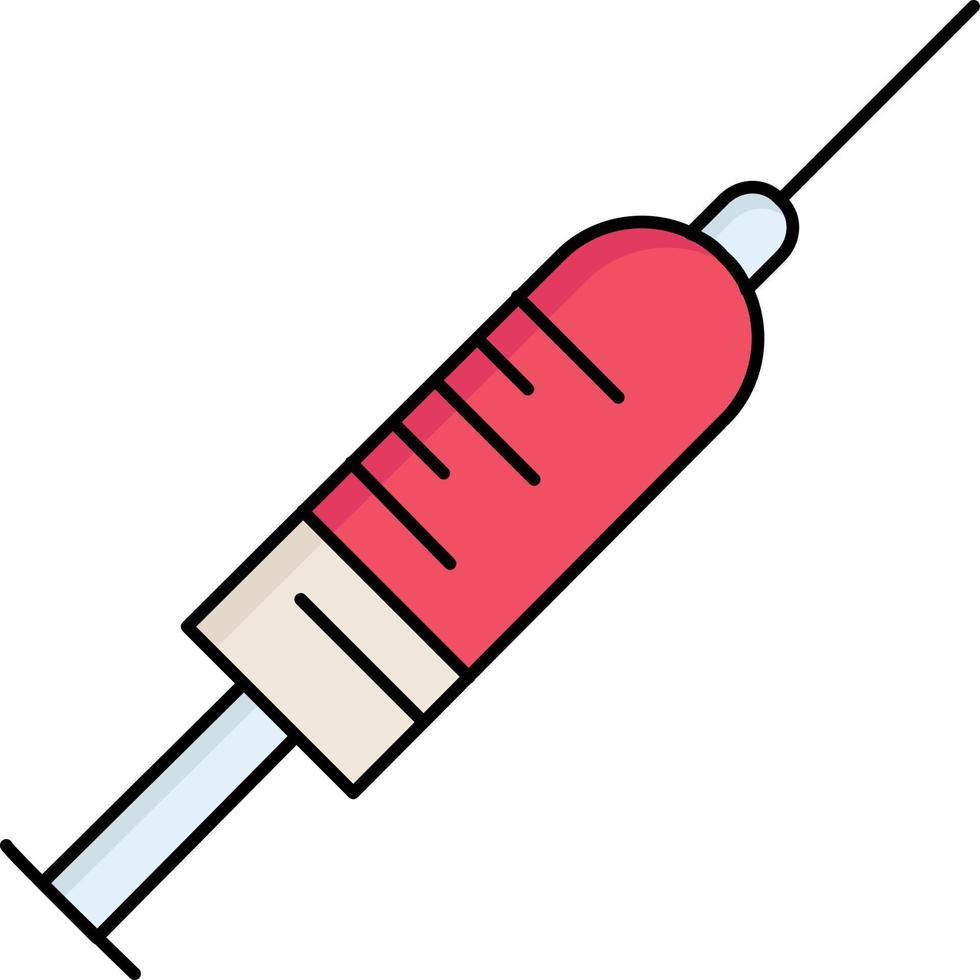 syringe injection vaccine needle shot Flat Color Icon Vector