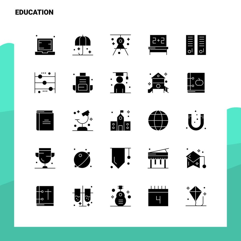 25 Education Icon set Solid Glyph Icon Vector Illustration Template For Web and Mobile Ideas for business company
