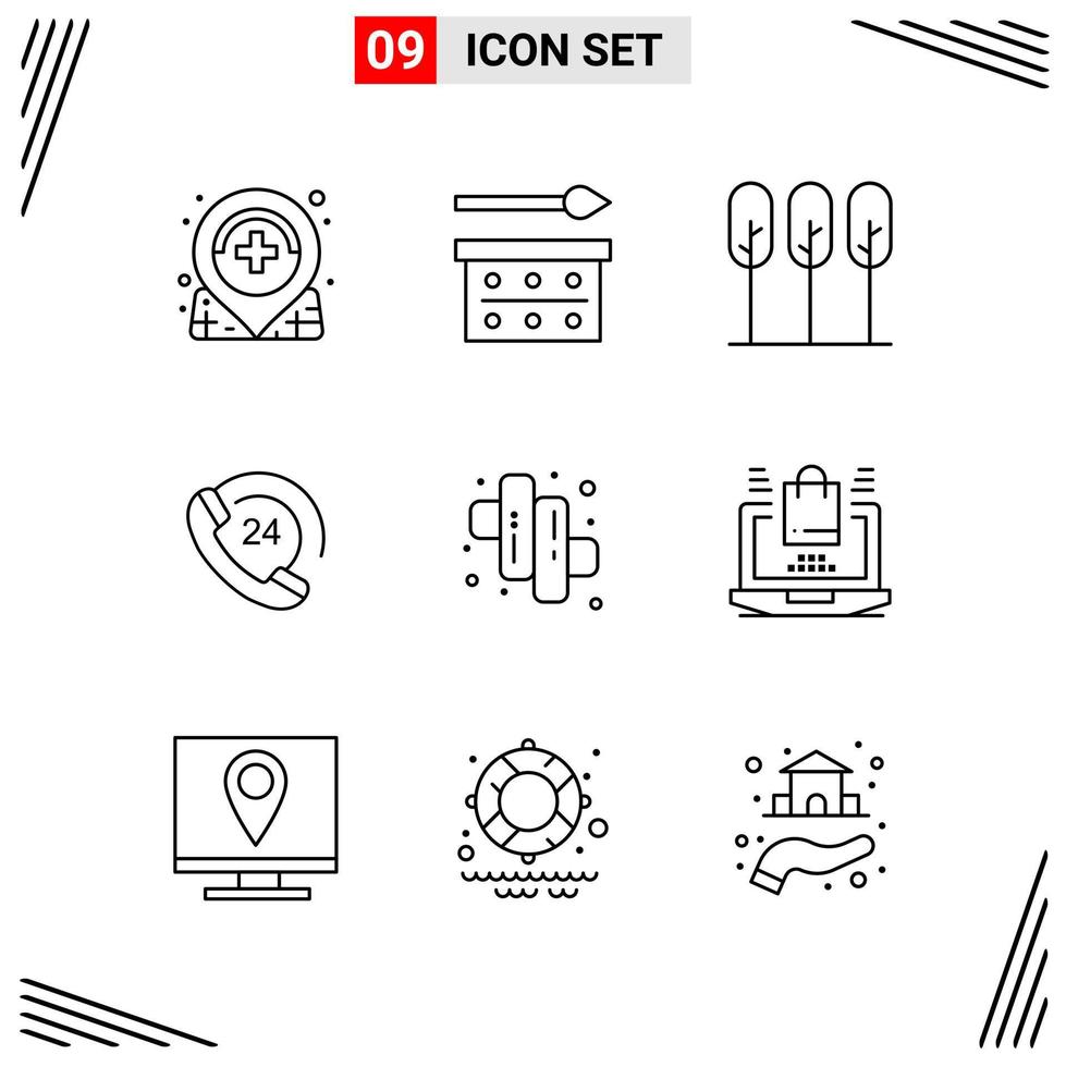 9 Icons Line Style Grid Based Creative Outline Symbols for Website Design Simple Line Icon Signs Isolated on White Background 9 Icon Set vector