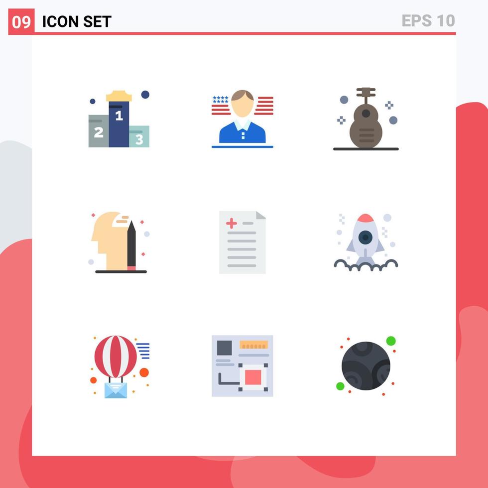 Set of 9 Modern UI Icons Symbols Signs for pros and cons pencile classic mind music Editable Vector Design Elements