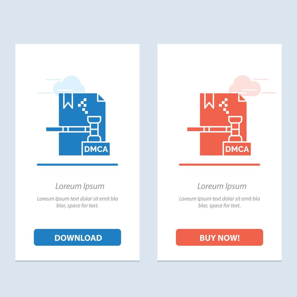 Business Copyright Digital Dmca File  Blue and Red Download and Buy Now web Widget Card Template vector