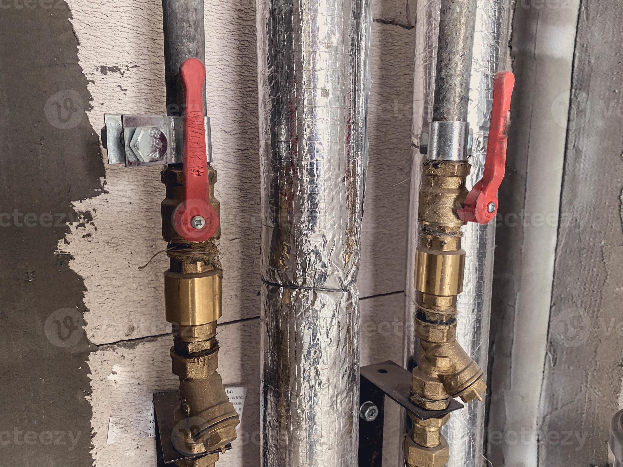 plumbing riser in a residential apartment. distributing pipes
