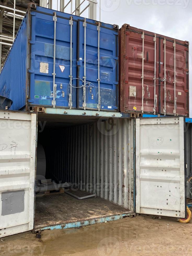 Containers in an international port container shipping photo