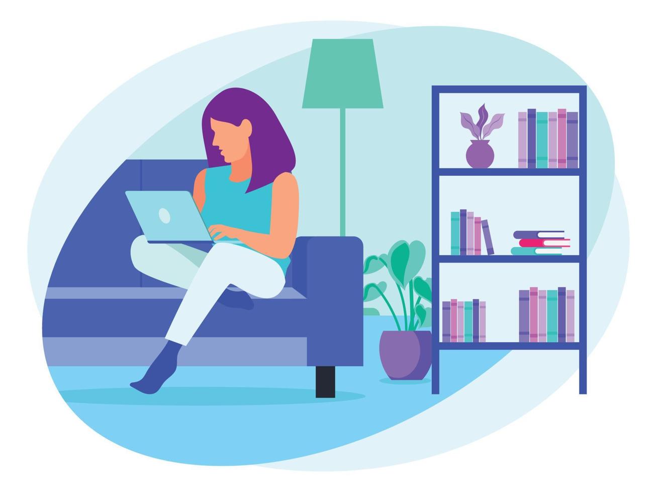 Female employee working from home vector