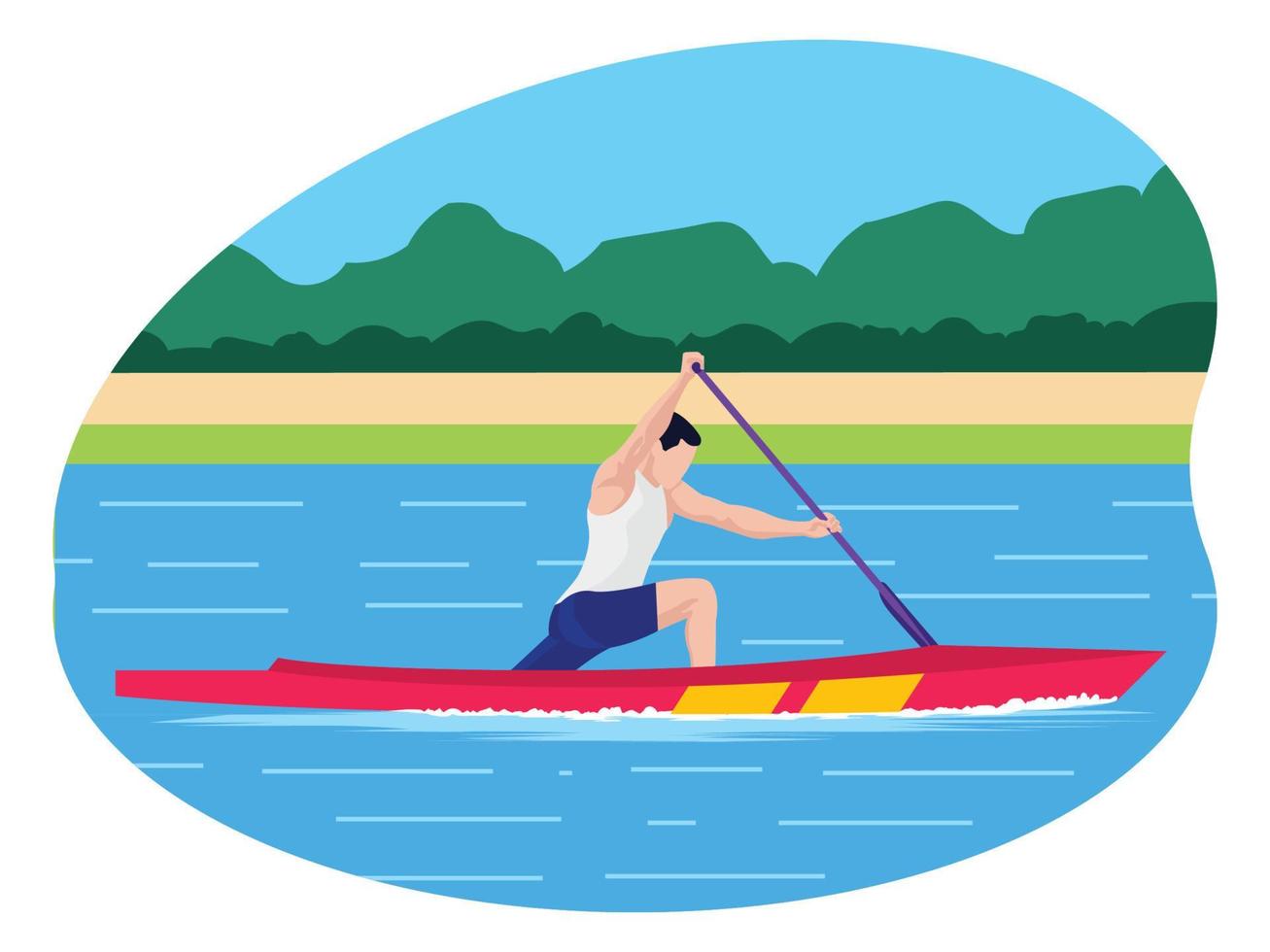 Male boating player beautiful illustration. vector