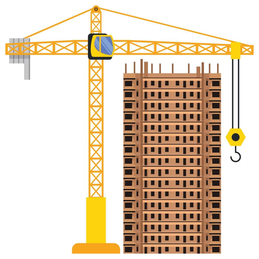 Construction building tower crane illustration vector