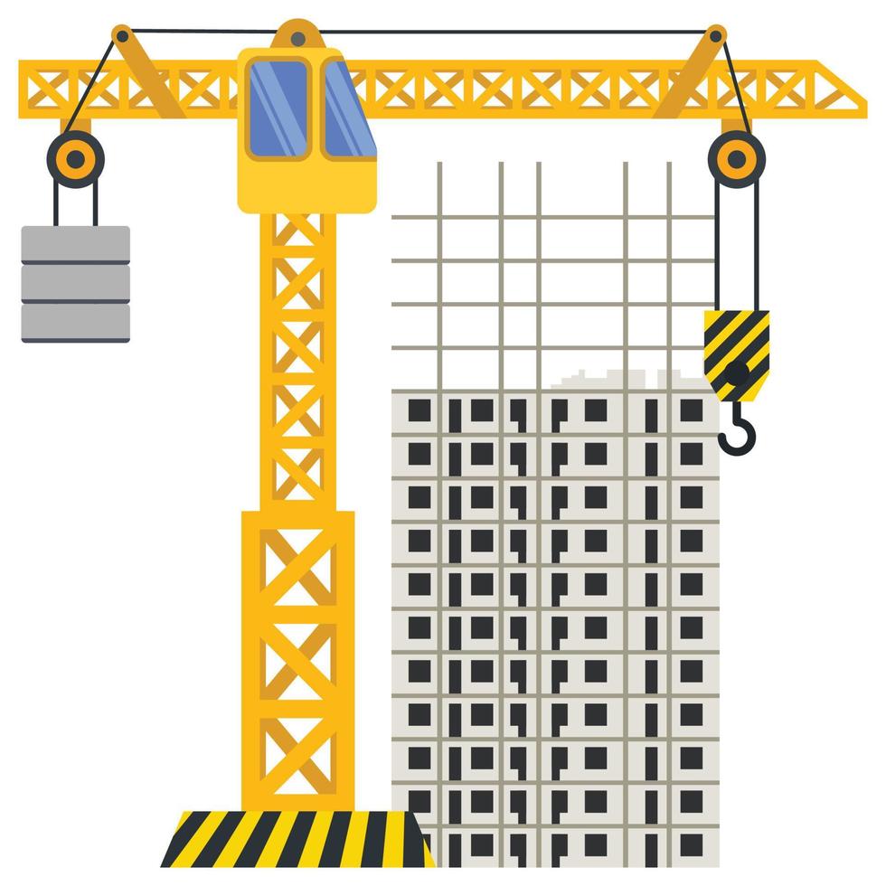 Construction building tower crane illustration vector