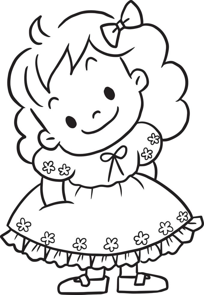 girl cartoon doodle kawaii anime coloring page cute illustration drawing clipart character chibi manga comics vector