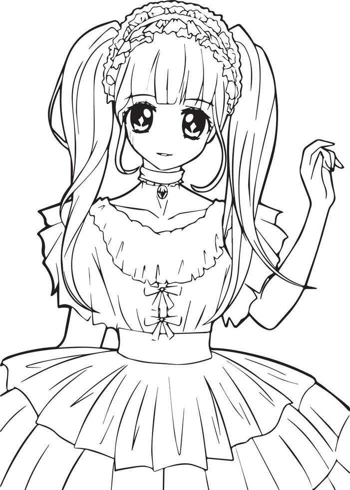 Anime Girl Coloring Page Download Printable PDF  Templateroller