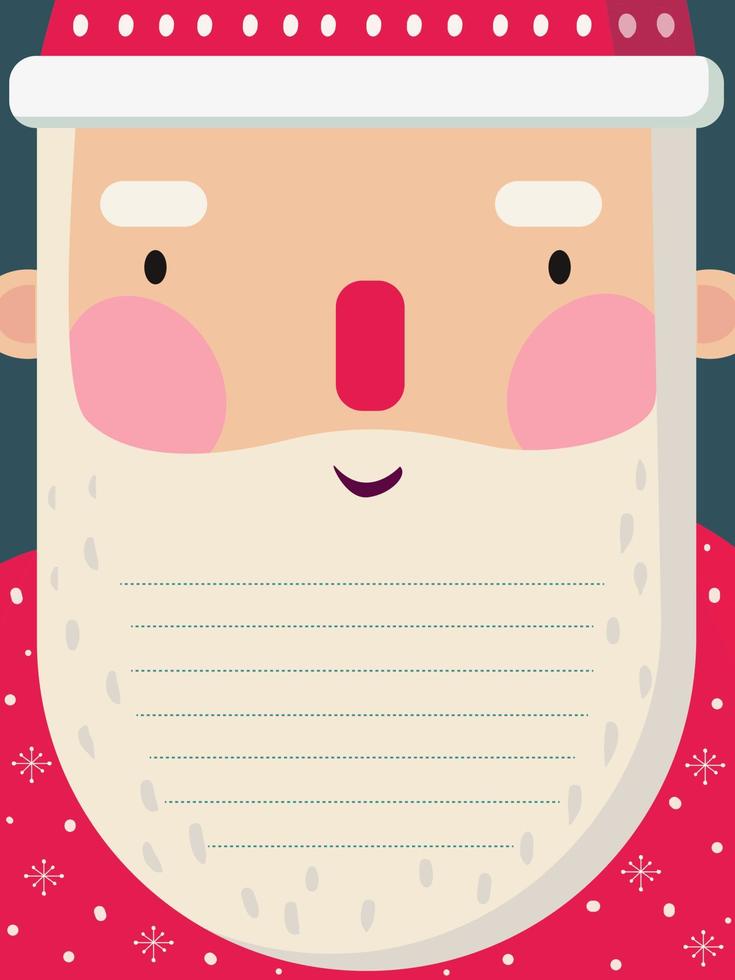 Christmas card with lines for text cute cartoon Santa Claus , invitation template vector