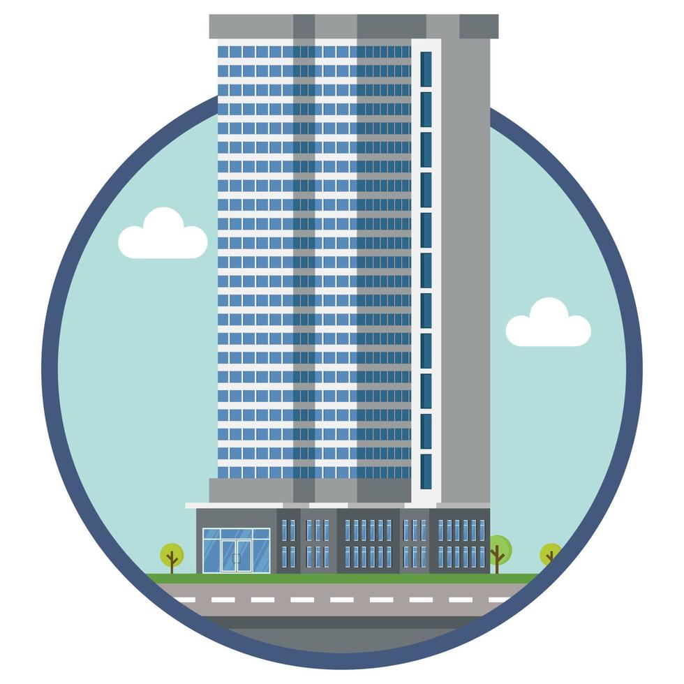 edificio de la ciudad de oficinas hermosa ilustración. vector