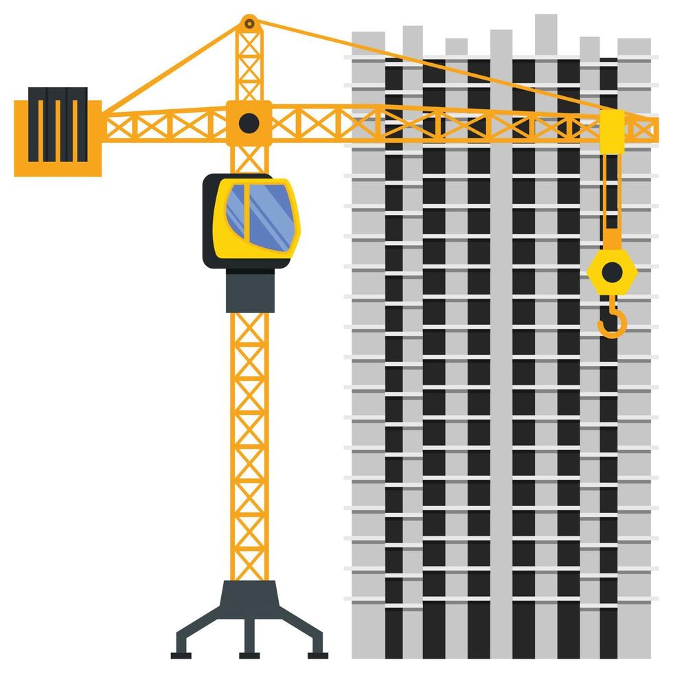 construcción edificio torre grúa ilustración vector