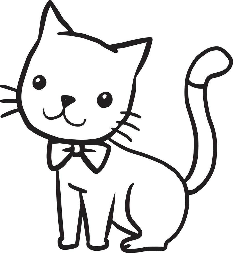 Cat animal drawing cartoons  doodle kawaii anime coloring page cute illustration drawing clip art character chibi manga comic vector