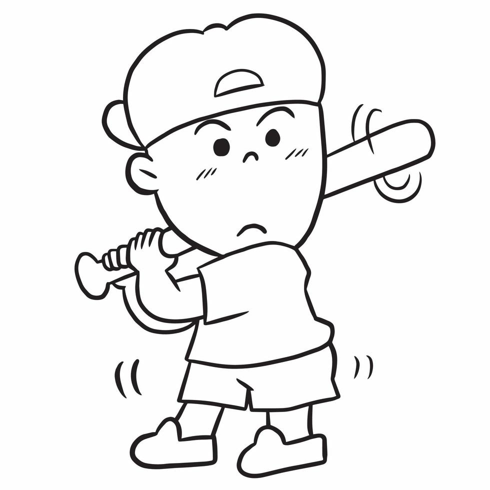 cartoon boy exercise doodle kawaii anime coloring page cute illustration drawing clip art character chibi manga comics vector