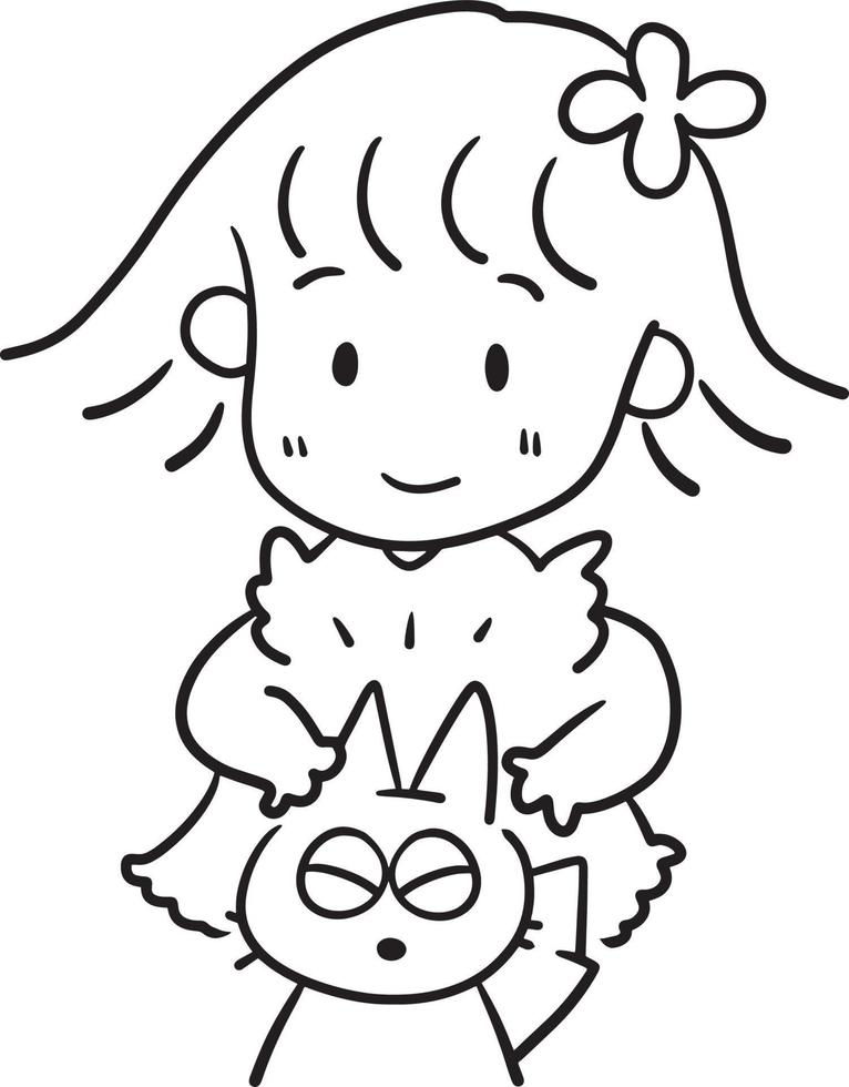  niña gato dibujos animados garabato kawaii anime página para colorear linda ilustración imágenes prediseñadas personaje chibi manga cómic dibujo arte lineal descarga gratuita imagen png   Vector en Vecteezy