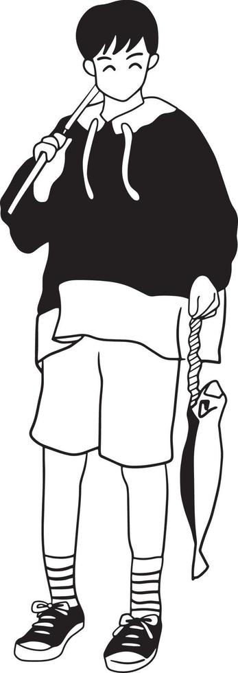 man logo cartoon doodle kawaii anime coloring page cute illustration drawing clipart character chibi manga comics vector