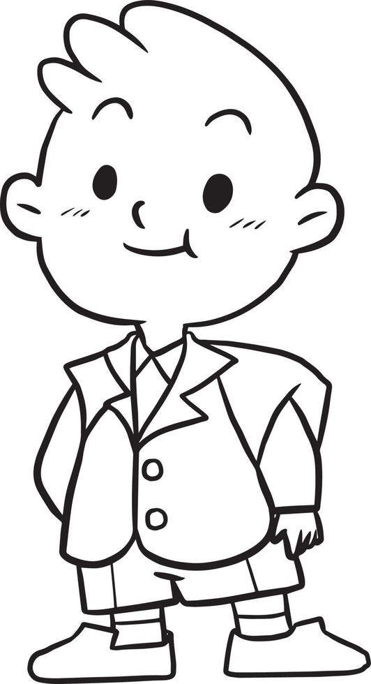 cartoon boy doodle kawaii anime coloring page cute illustration drawing clip art character chibi manga comics vector