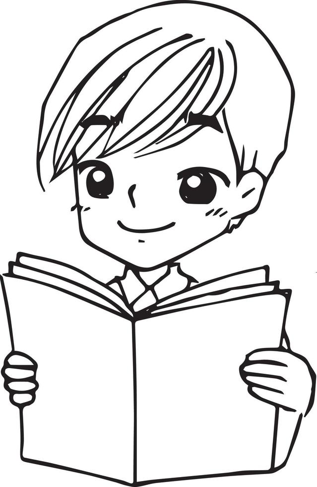niña leyendo un libro dibujos animados garabatos kawaii anime página para colorear cuco ilustración dibujo imágenes prediseñadas personajes chibi manga cómics vector