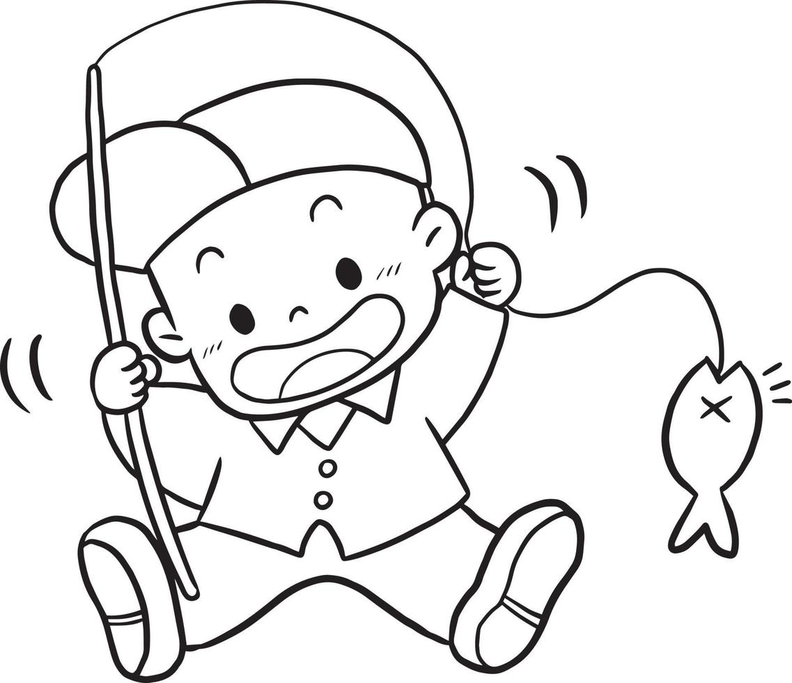 chico pescar dibujos animados garabatear kawaii anime colorear página linda  ilustración dibujo clipart personaje chibi manga historietas 15501582  Vector en Vecteezy