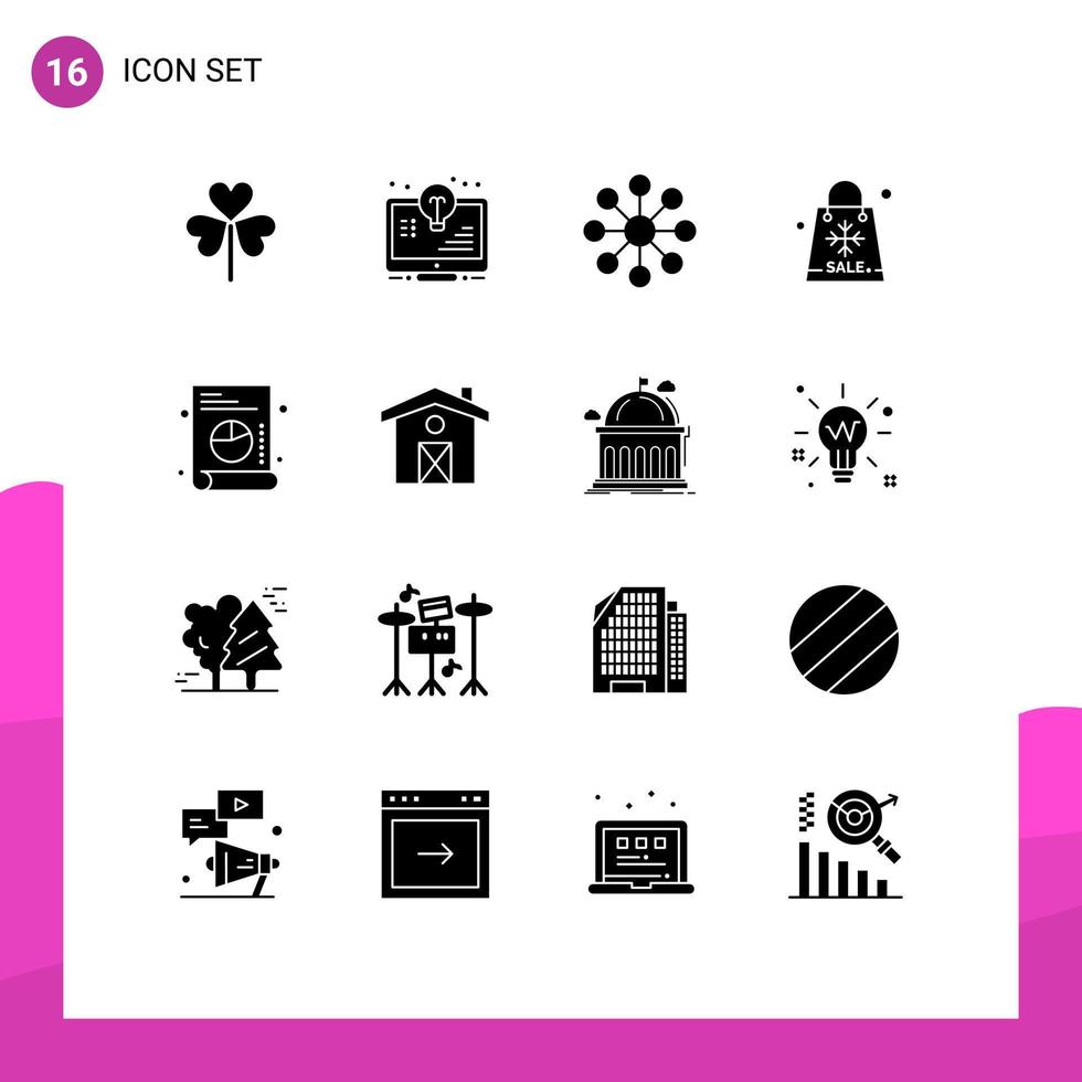 16 Creative Icons Modern Signs and Symbols of shopping season light bulb sale organization Editable Vector Design Elements