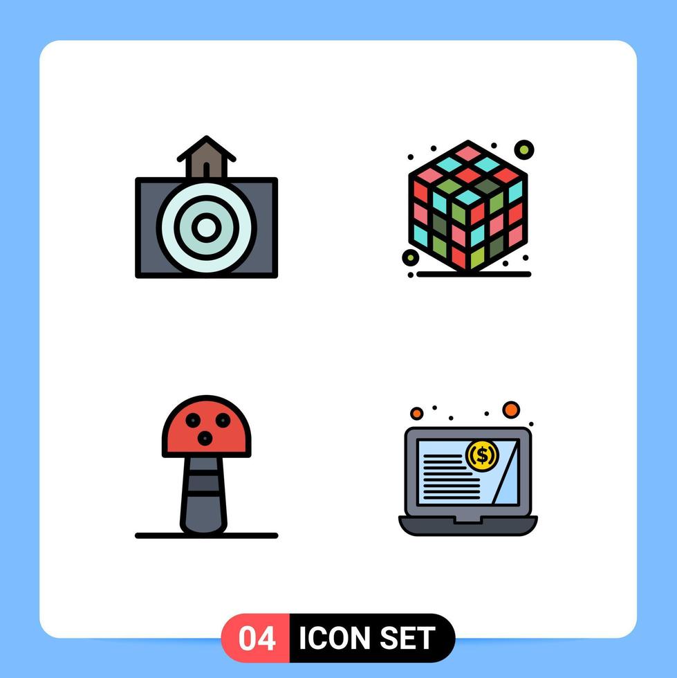 4 Filledline Flat Color concept for Websites Mobile and Apps earthquake vegetable weather layer finances Editable Vector Design Elements