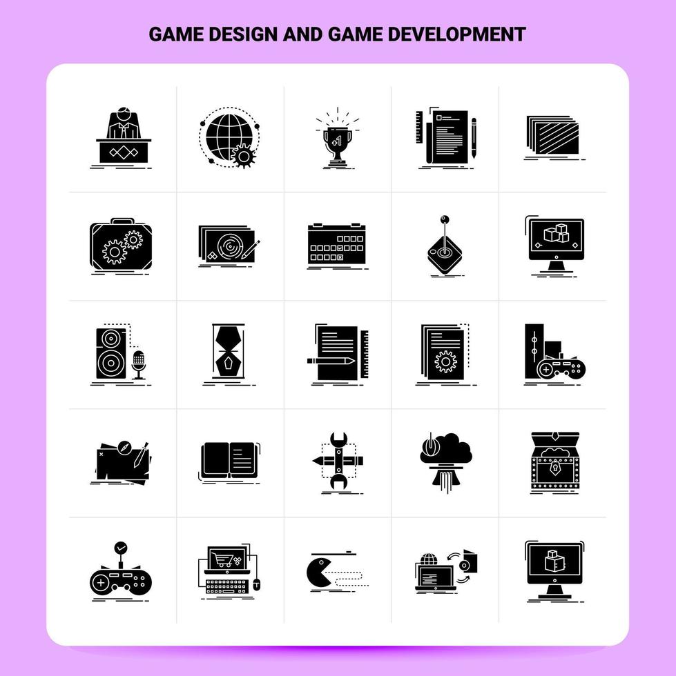 Solid 25 Game Design And Game Development Icon set Vector Glyph Style Design Black Icons Set Web and Mobile Business ideas design Vector Illustration