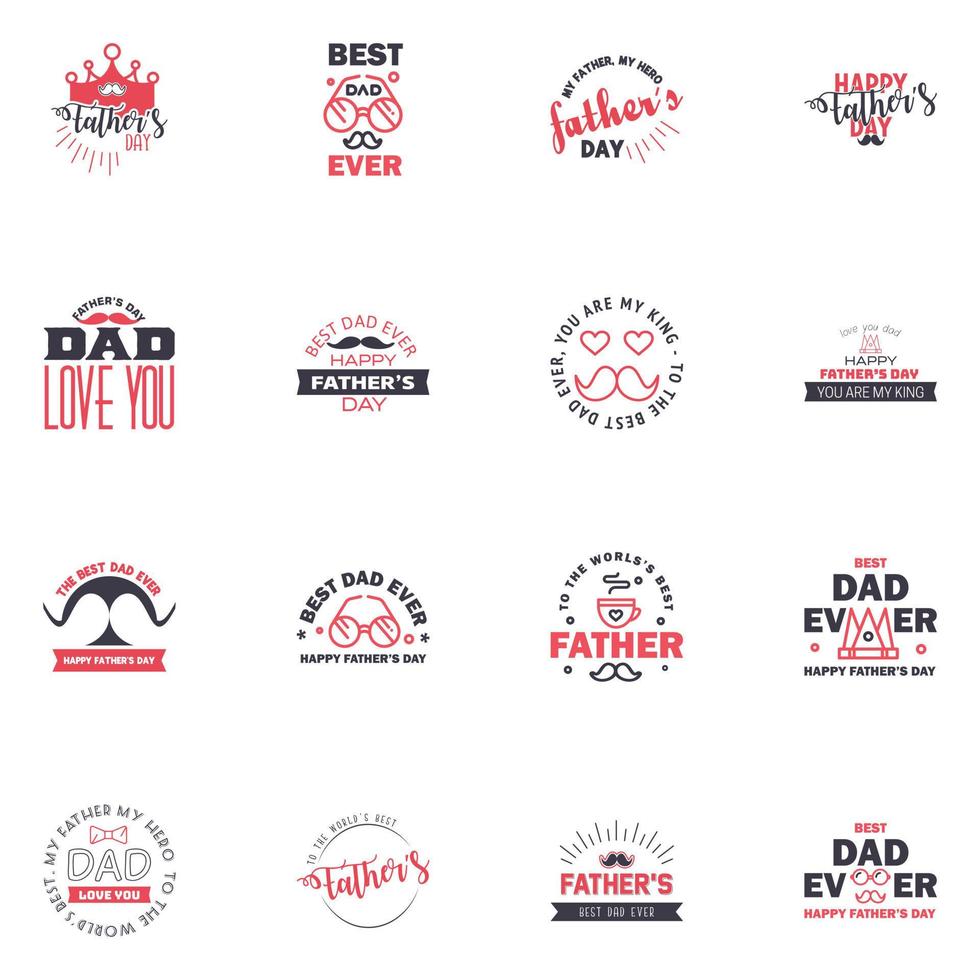 Happy Fathers Day Appreciation Vector Text Banner 16 Black and Pink Background for Posters Flyers Marketing Greeting Cards Editable Vector Design Elements