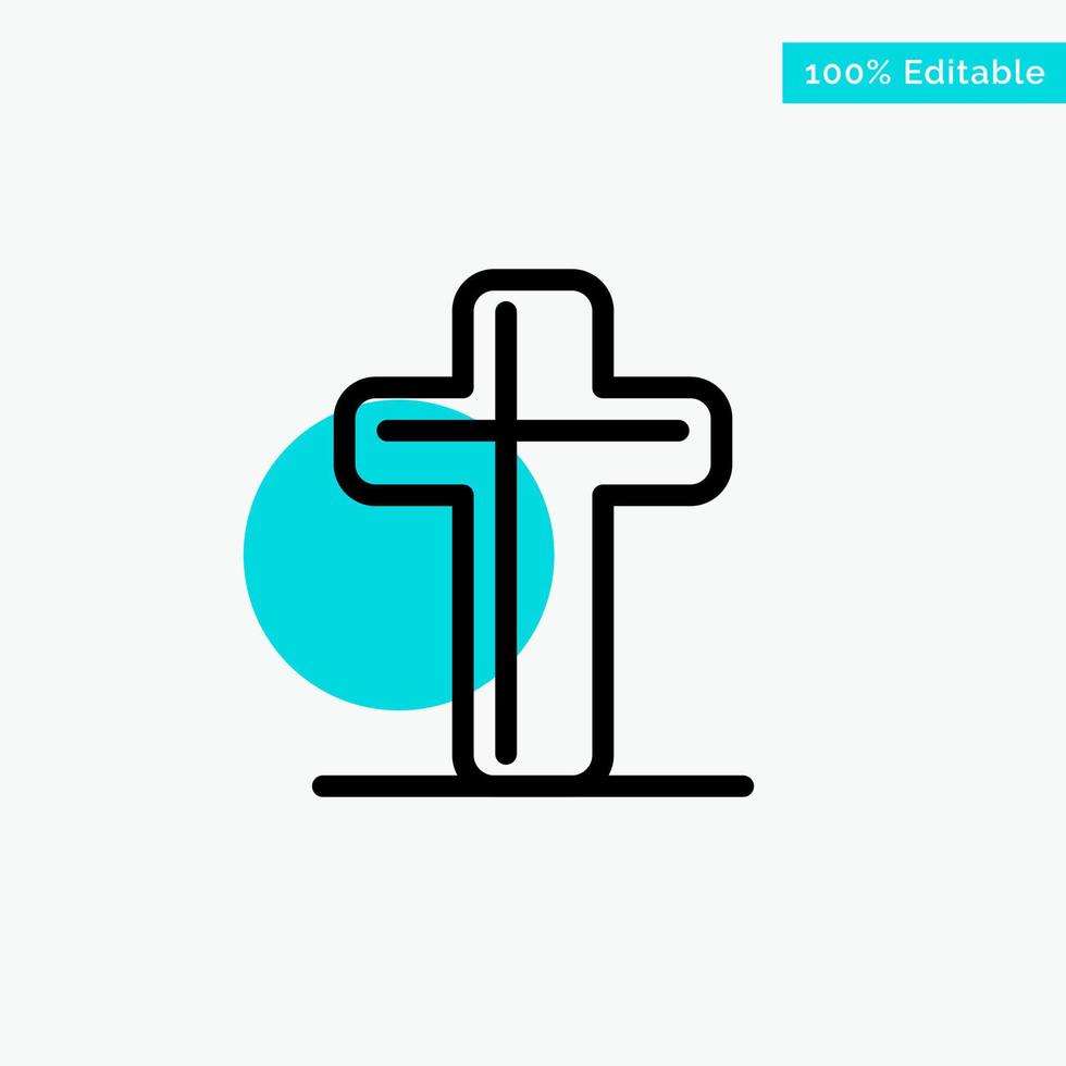 Celebration Christian Cross Easter turquoise highlight circle point Vector icon