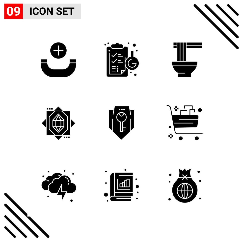 Pixle Perfect Set of 9 Solid Icons Glyph Icon Set for Webite Designing and Mobile Applications Interface vector