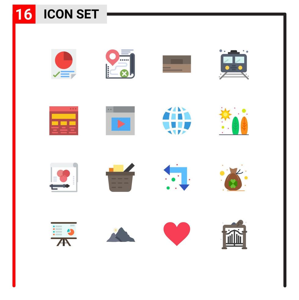 16 Flat Color concept for Websites Mobile and Apps transportation subway cancel public wallet Editable Pack of Creative Vector Design Elements