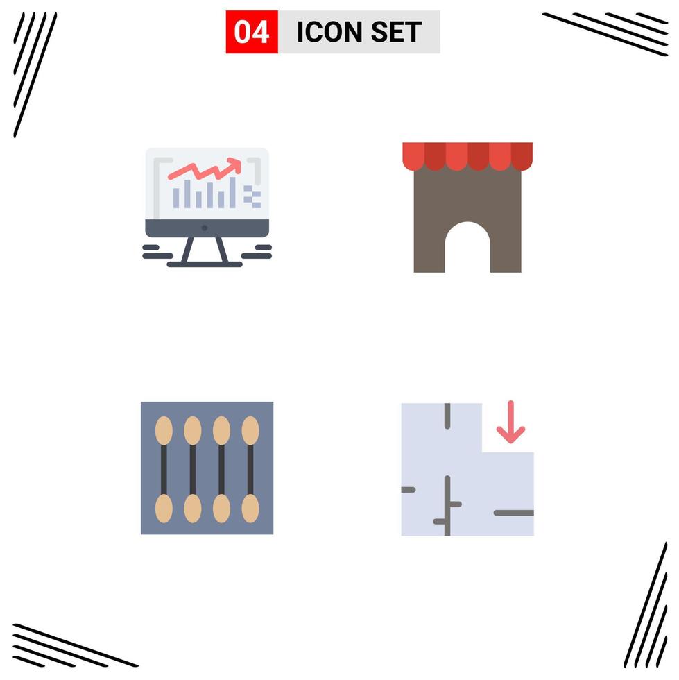 Modern Set of 4 Flat Icons and symbols such as computer cosmetics monitor marketplace makeup Editable Vector Design Elements