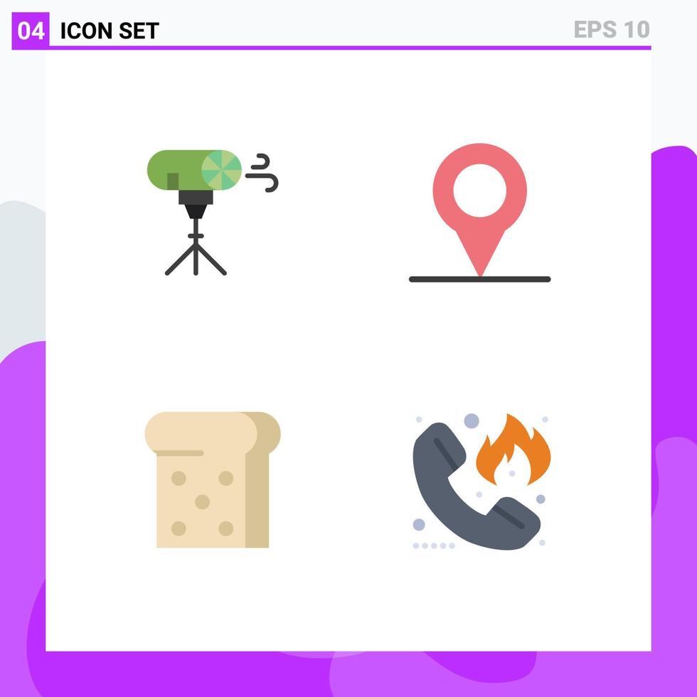 Pack of 4 creative Flat Icons of effects emergency special bread firefighter Editable Vector Design Elements