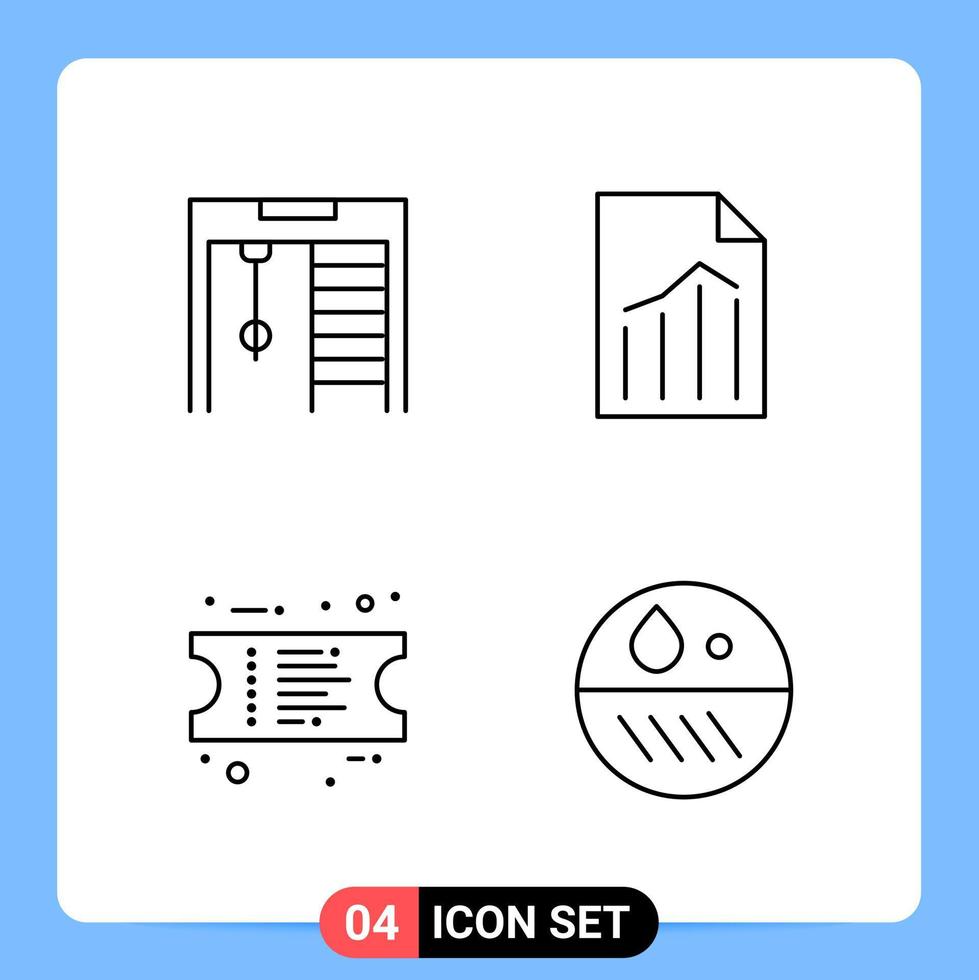 4 Line Black Icon Pack Outline Symbols for Mobile Apps isolated on white background 4 Icons Set vector