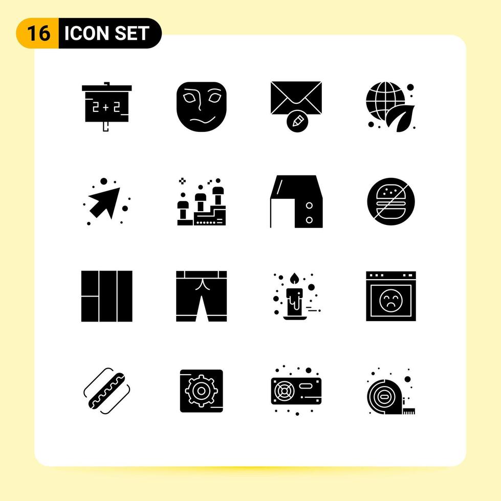 16 Universal Solid Glyph Signs Symbols of leaderboard up message arrow environment Editable Vector Design Elements