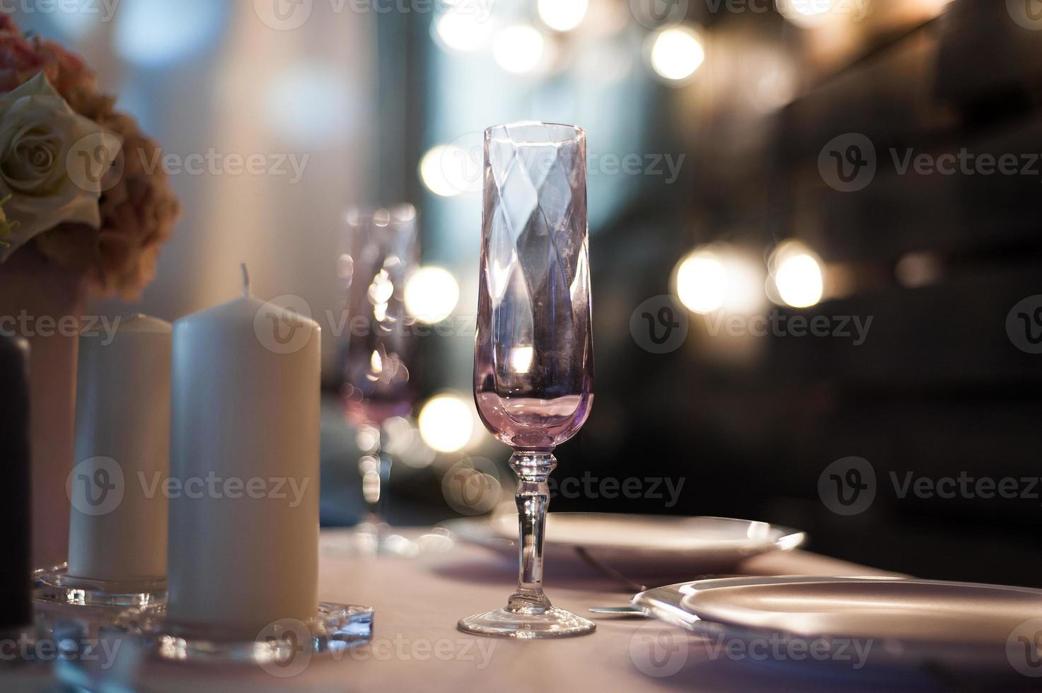 Setting the wedding table for a young couple photo