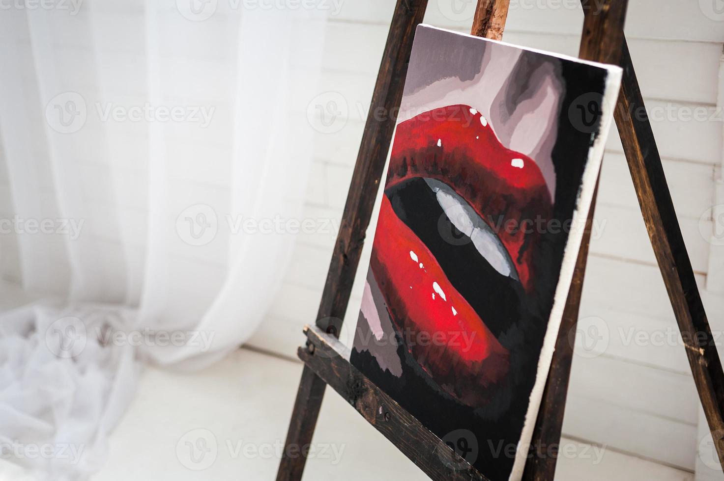 Female student having classes at art studio, to draw. photo